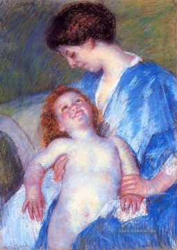 Mary Cassatt Werke - Baby bei ihrer Mutter Mütter Kinder Mary Cassatt Lächeln up